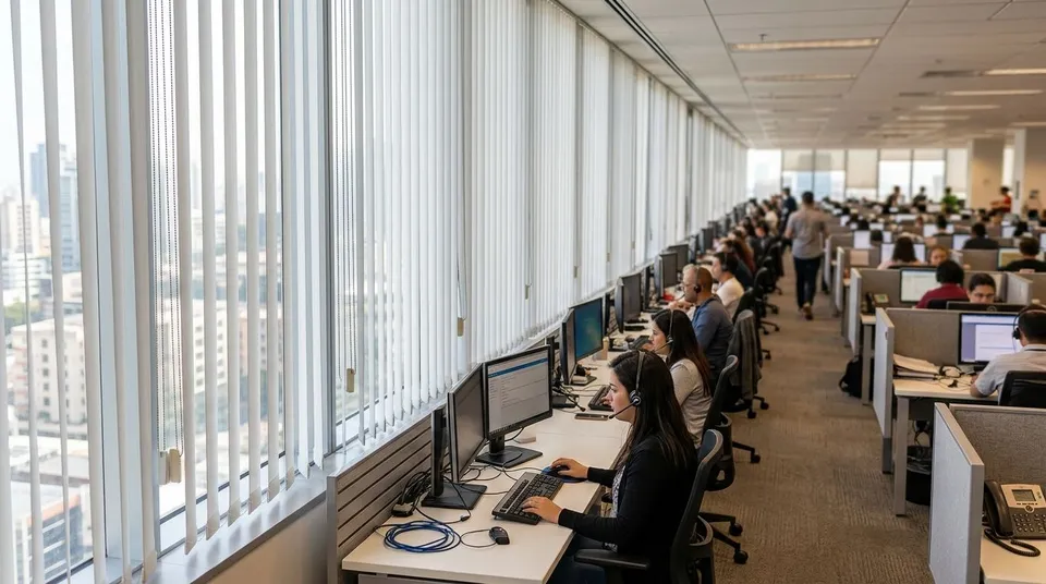 Vertical blinds for open-plan call center floors