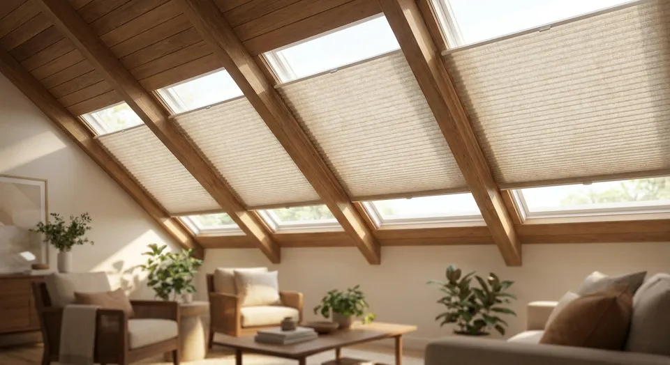 Skylight shades for vaulted ceilings