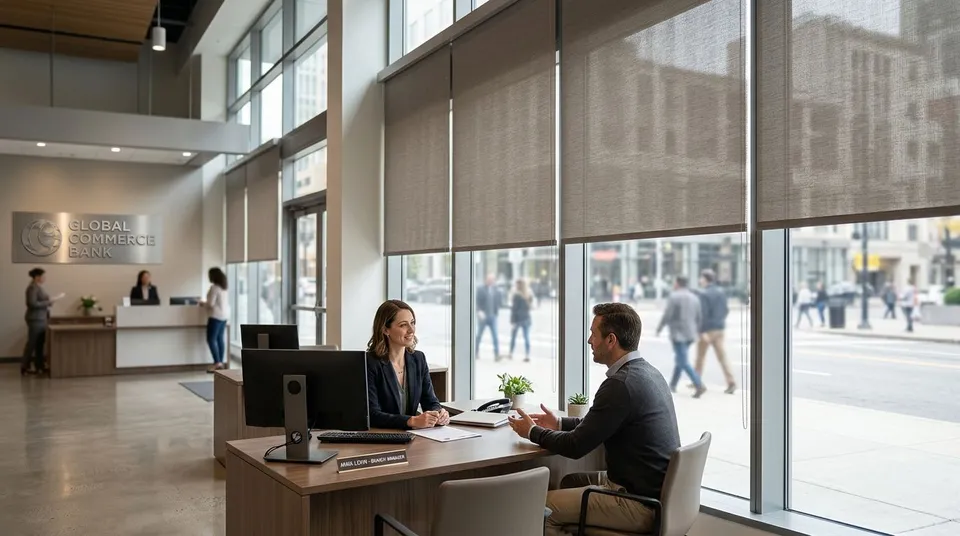 Window treatments for bank and credit union branches