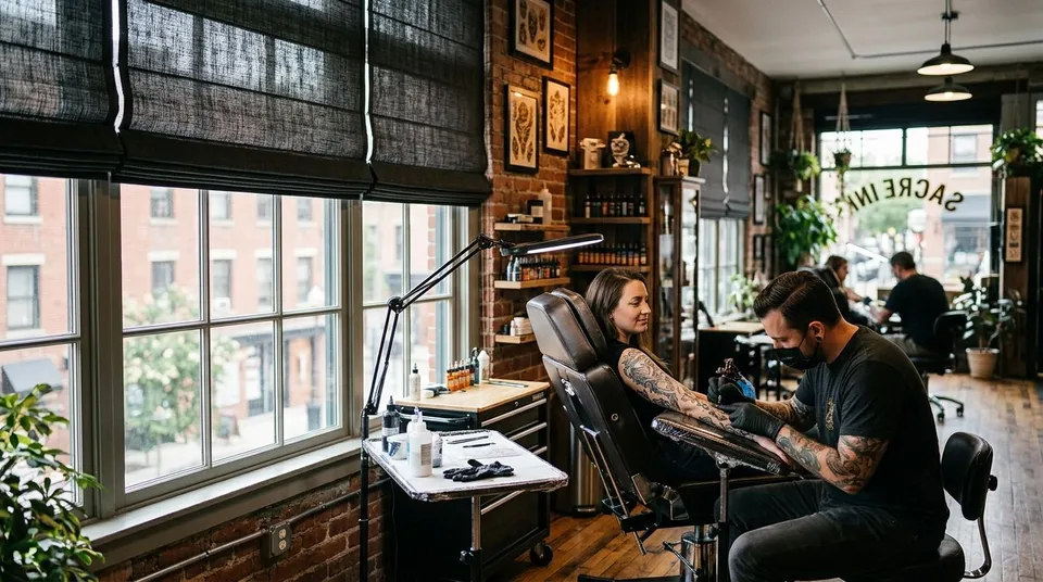 Window treatments for tattoo and body art studios
