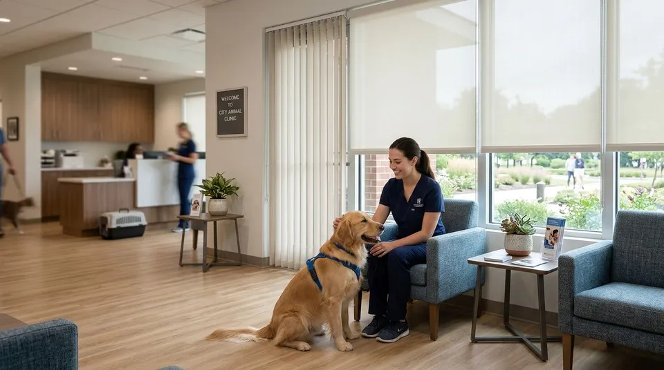 Blinds and shades for veterinary and animal clinics