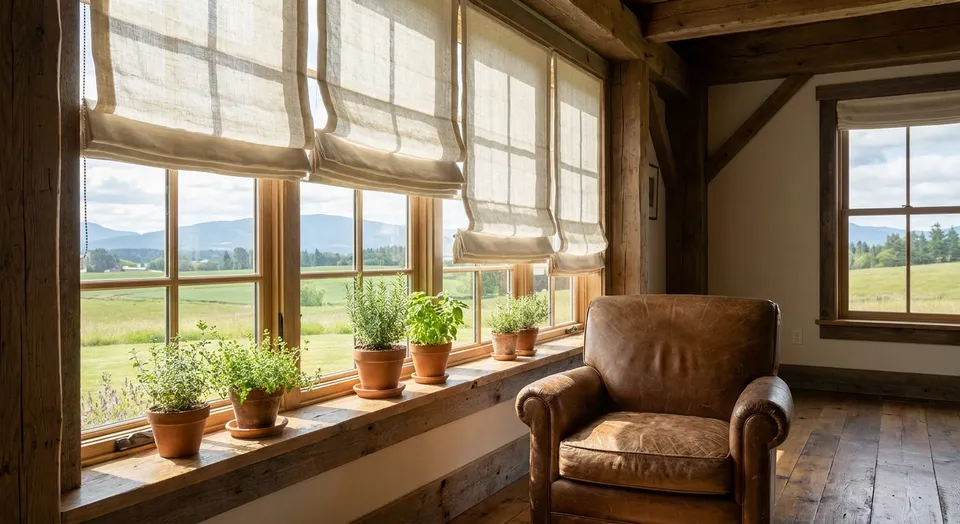 Custom Roman shades for Enumclaw farmhouses