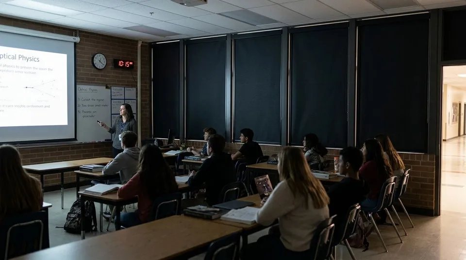 Blackout shades for school classrooms and auditoriums