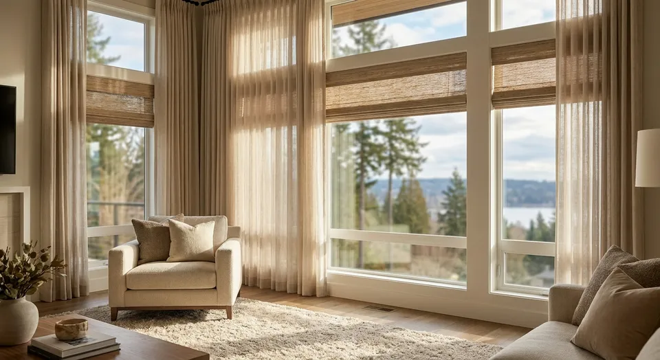 Custom window treatments for Bonney Lake new construction