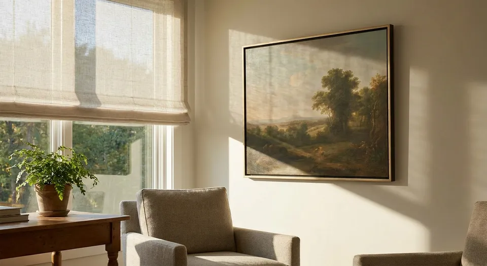 How to protect artwork from sun fade with window shades