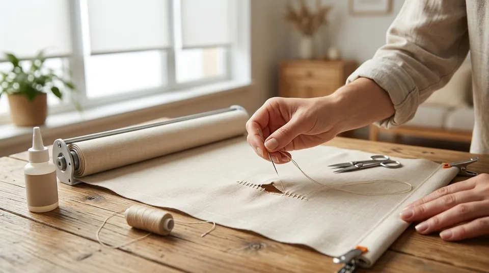 How to repair a torn roller shade fabric panel