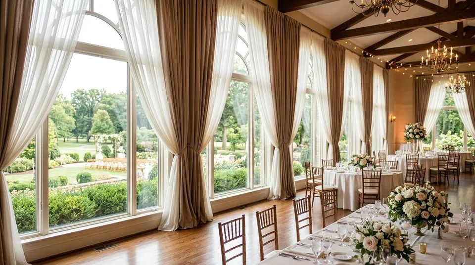 Window treatments for event venues and wedding spaces