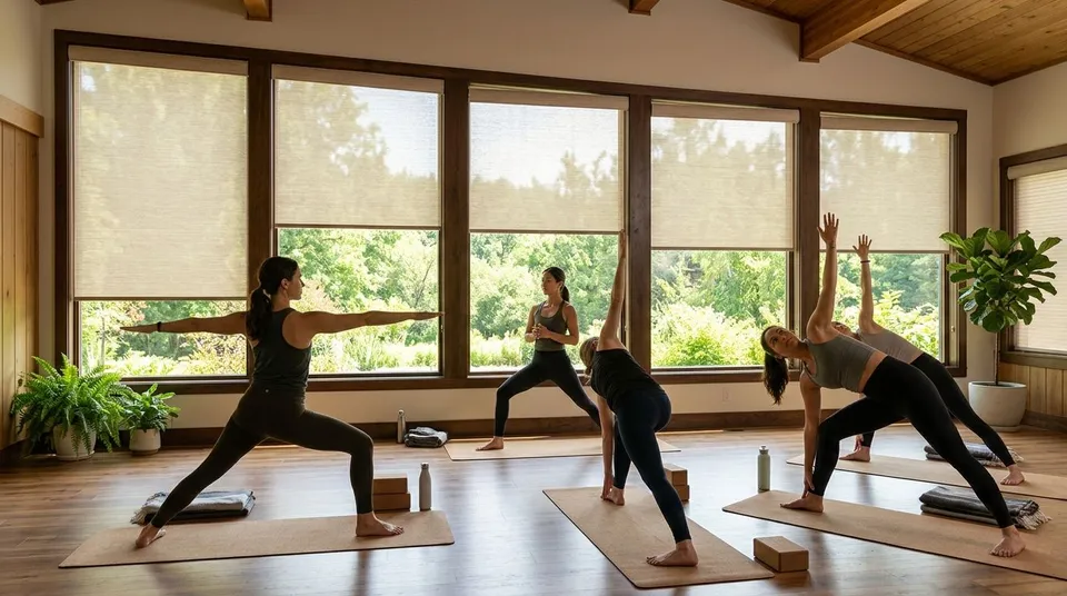 Blinds and shades for fitness studios and yoga spaces