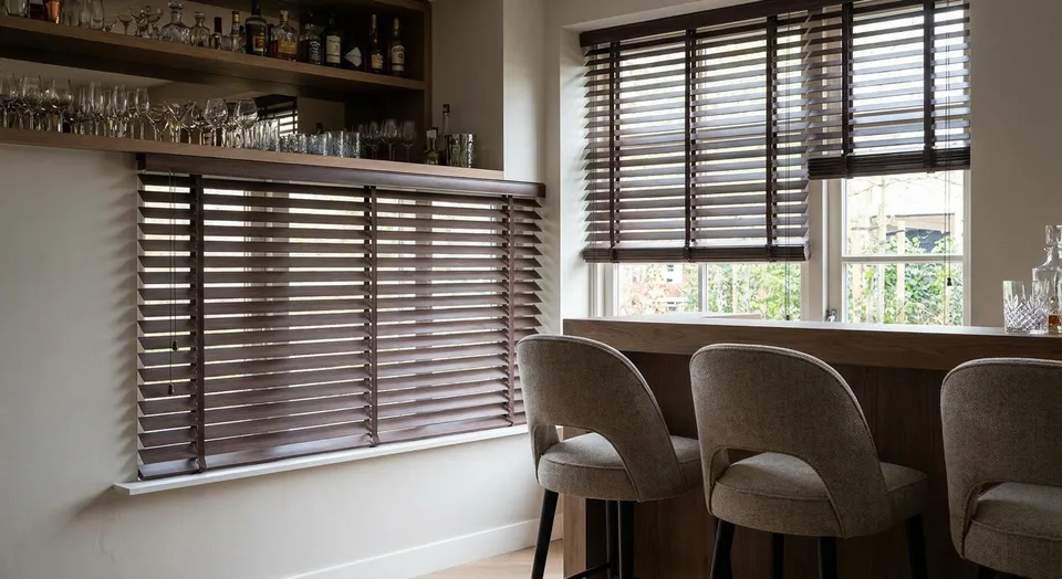 Custom blinds for home bars and entertainment spaces