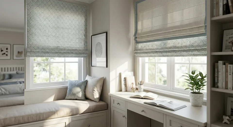 Custom Roman shades for teen bedrooms
