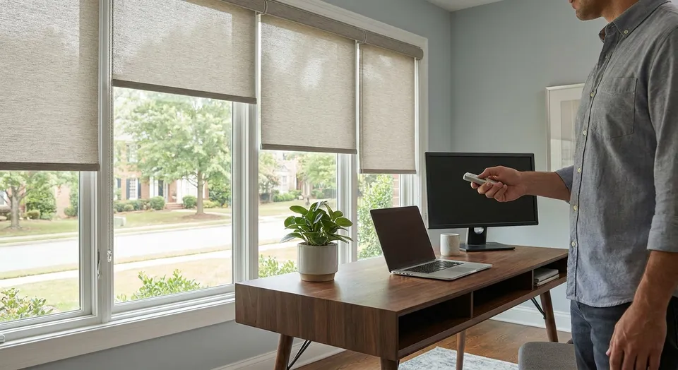 Motorized shades for Covington home offices