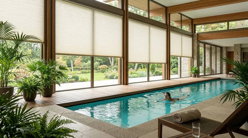 Humidity-resistant shades for indoor pool rooms