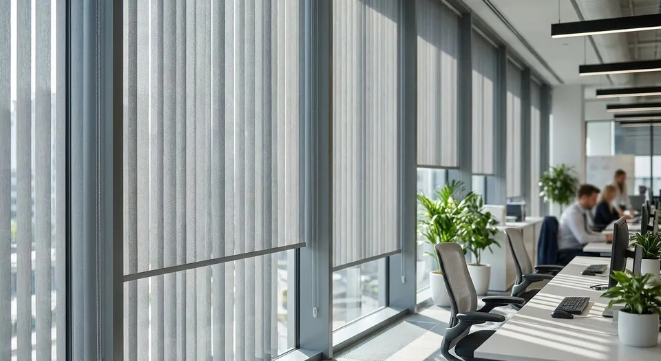 Vertical blinds for commercial office windows
