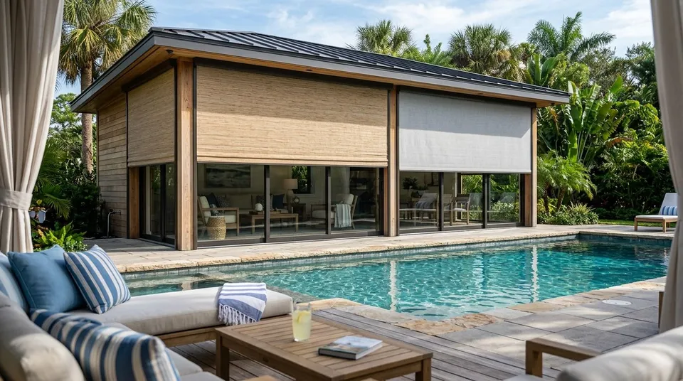 Shades for pool house and cabana windows