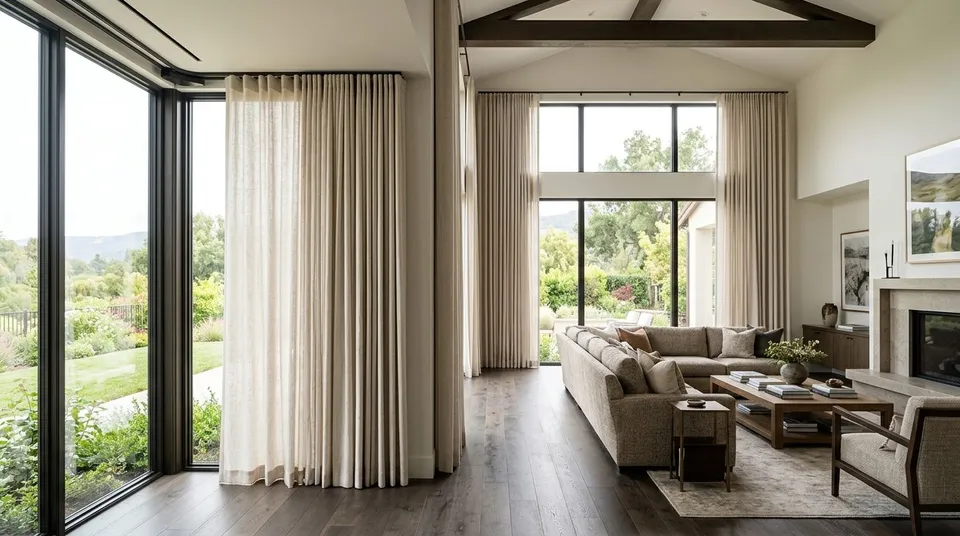 Motorized traverse drapery systems for great rooms