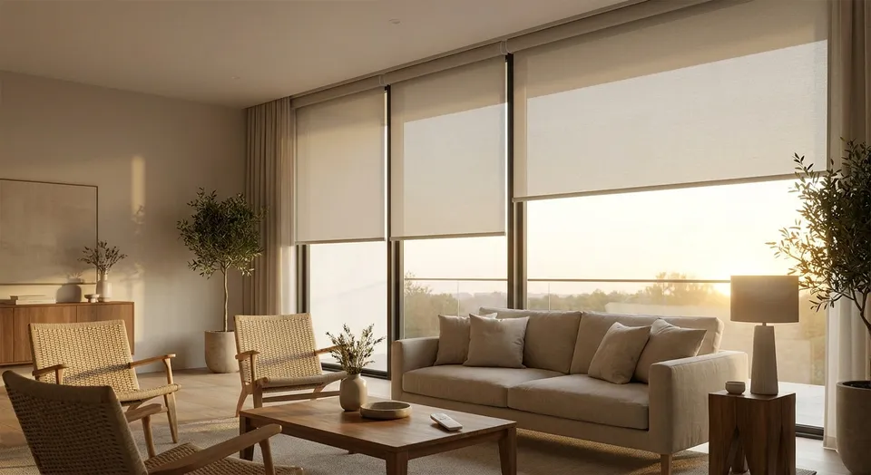Motorized shades for large picture windows