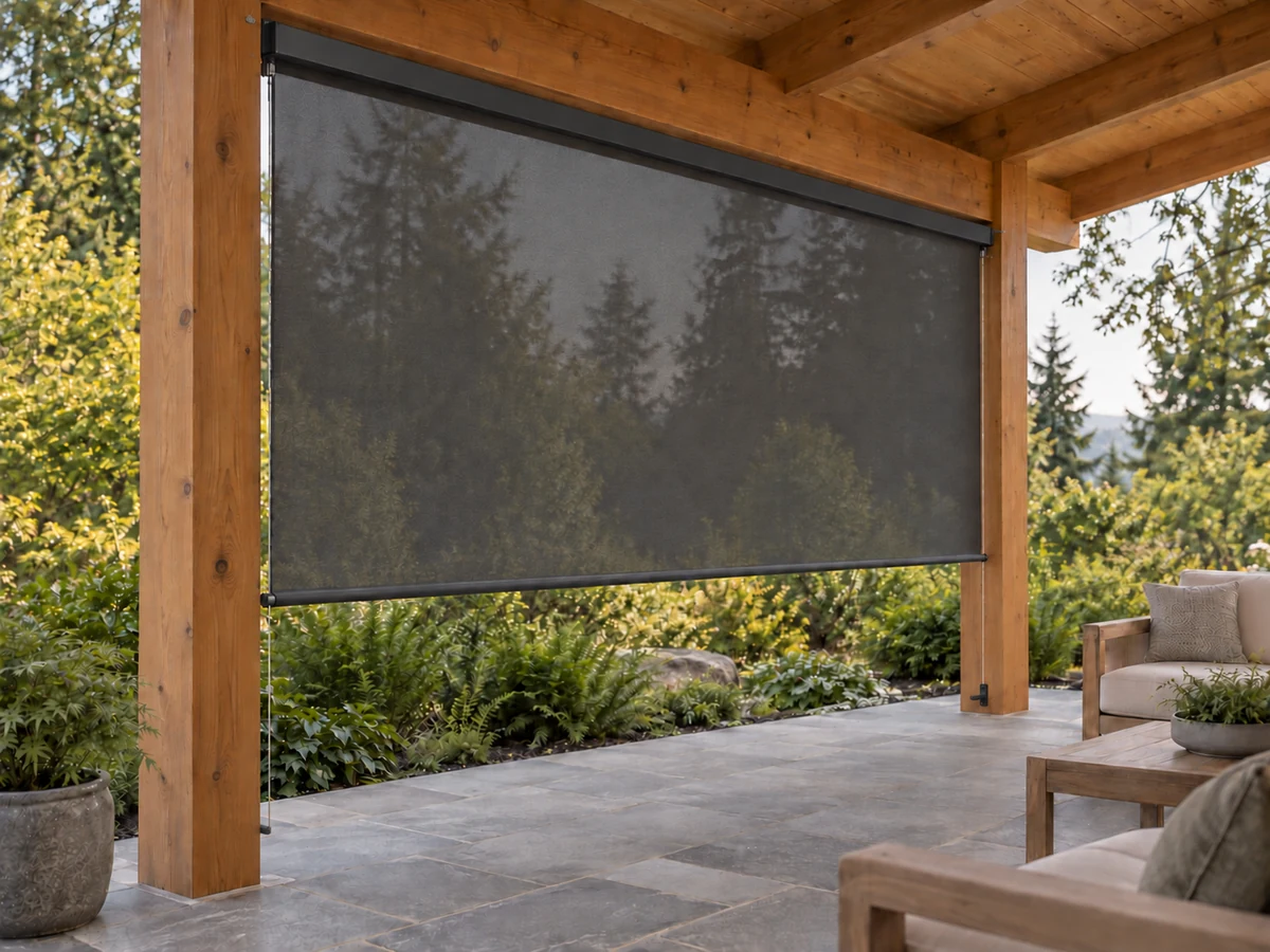 Outdoor shade with steel side wire